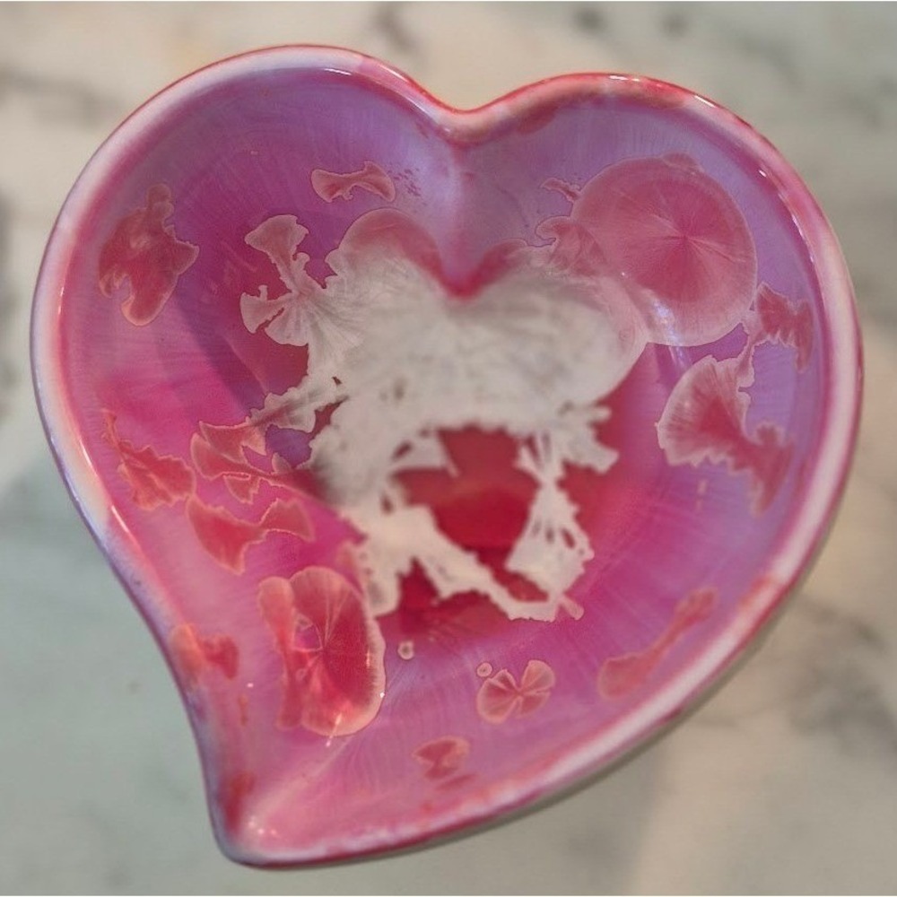Simon‎ Pearce Twist Heart Bowl Rose Crystalline Pottery Small – Excellent